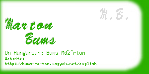 marton bums business card